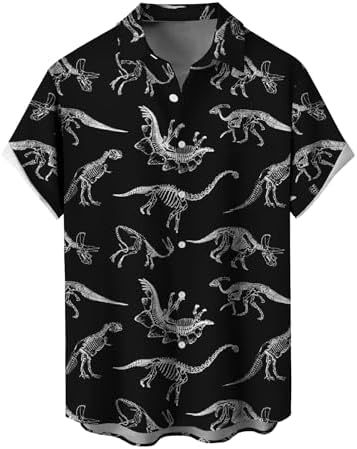 Košele s krátkymi rukávmi, 3D tlač, Slub bavlna s elastanom a polyesterom, golier košeľový, jedno gombové zapínanie, voľný casual strih, jar 2025