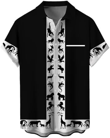 Košele s krátkymi rukávmi, 3D tlač, Slub bavlna s elastanom a polyesterom, golier košeľový, jedno gombové zapínanie, voľný casual strih, jar 2025