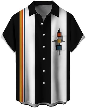 Košele s krátkymi rukávmi, 3D tlač, Slub bavlna s elastanom a polyesterom, golier košeľový, jedno gombové zapínanie, voľný casual strih, jar 2025