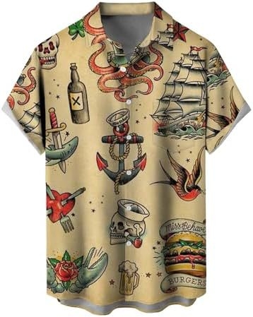 Košele s krátkymi rukávmi, 3D tlač, Slub bavlna s elastanom a polyesterom, golier košeľový, jedno gombové zapínanie, voľný casual strih, jar 2025