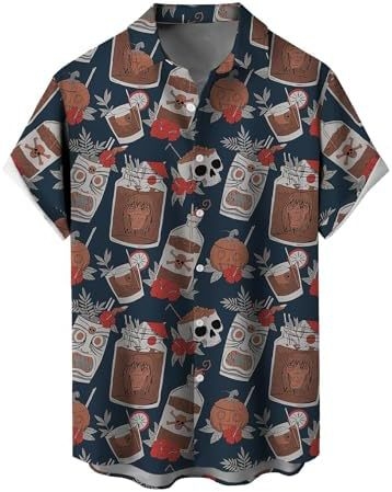 Košele s krátkymi rukávmi, 3D tlač, Slub bavlna s elastanom a polyesterom, golier košeľový, jedno gombové zapínanie, voľný casual strih, jar 2025