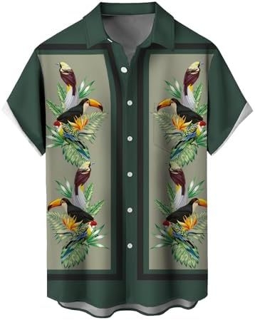 Košele s krátkymi rukávmi, 3D tlač, Slub bavlna s elastanom a polyesterom, golier košeľový, jedno gombové zapínanie, voľný casual strih, jar 2025