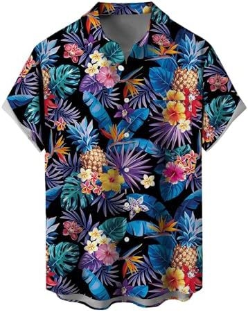 Košele s krátkymi rukávmi, 3D tlač, Slub bavlna s elastanom a polyesterom, golier košeľový, jedno gombové zapínanie, voľný casual strih, jar 2025