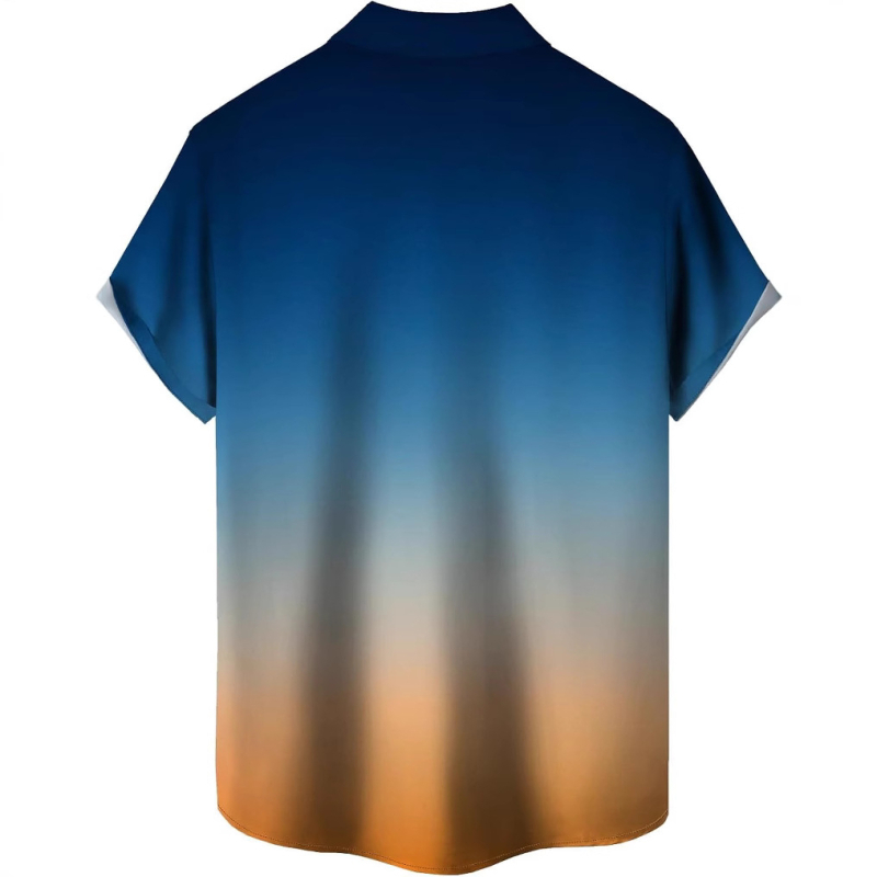 Košele s krátkymi rukávmi, 3D tlač, Slub bavlna s elastanom a polyesterom, golier košeľový, jedno gombové zapínanie, voľný casual strih, jar 2025