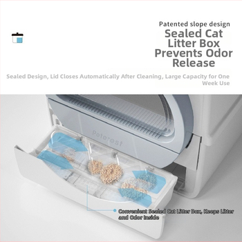 Mačací záchod s ťahacou rukoväťou, plne uzavretý, PE materiál, Forest Technology