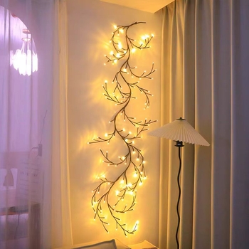 LED reťaz vo forme ratánového konára, 144 LED, 220V, 3000K, IP44, USB napájanie