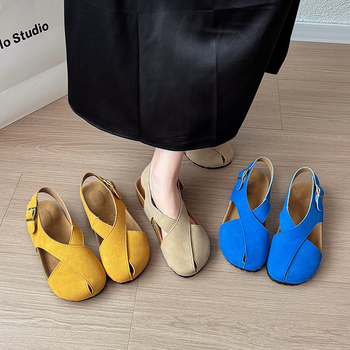 Rímske sandále s prackou na členku, PU horná časť, gumová podrážka, guľatá špička, kórejský štýl