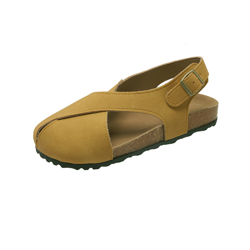 Rímske sandále s prackou na členku, PU horná časť, gumová podrážka, guľatá špička, kórejský štýl