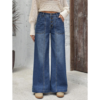 Džíny s vreckami, voľný široký strih, fleecová podšívka, zapínanie šnúrkou, polyesterová zmes