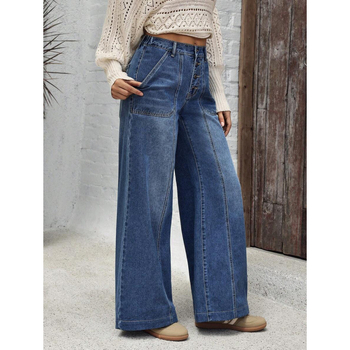 Džíny s vreckami, voľný široký strih, fleecová podšívka, zapínanie šnúrkou, polyesterová zmes