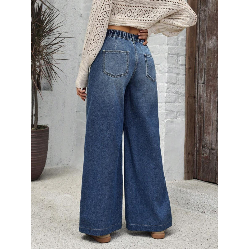 Džíny s vreckami, voľný široký strih, fleecová podšívka, zapínanie šnúrkou, polyesterová zmes