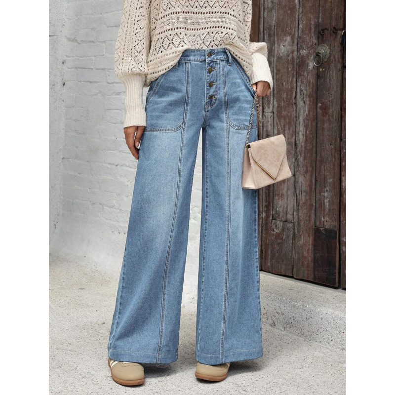 Džíny s vreckami, voľný široký strih, fleecová podšívka, zapínanie šnúrkou, polyesterová zmes