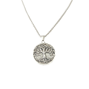 Náhrdelník z kovu zliatiny s príveskom Strom života, vikingská runa, elektroplatovaný povrch, bežný reťazec