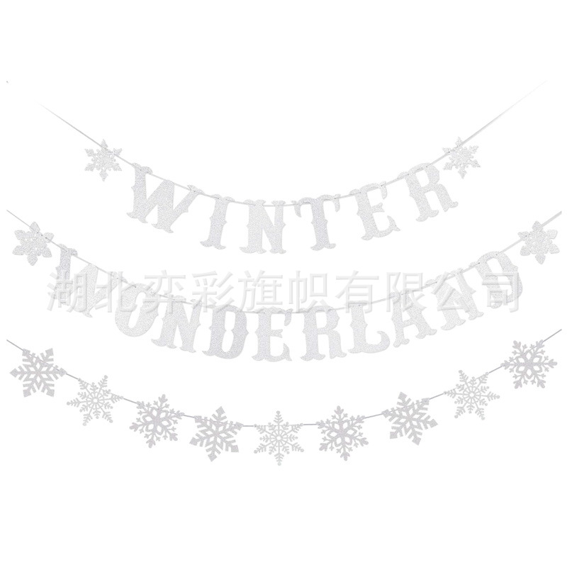 Banner pre vianočnú dekoráciu – zimný motív so snehovými vločkami, určené na vnútorné použitie (Značka: yicai; Kód produktu: yicai789; Materiál: papier; Štýl: 29589964203; Vhodný sviatok: Vianoce)