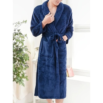 Pánske župan Casual s V-krkom, Half-side Fleece tkanina, hlavný materiál bavlna, jar 2025