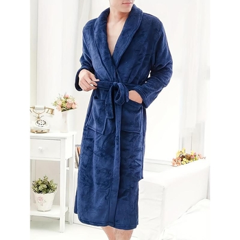 Pánske župan Casual s V-krkom, Half-side Fleece tkanina, hlavný materiál bavlna, jar 2025