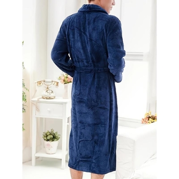 Pánske župan Casual s V-krkom, Half-side Fleece tkanina, hlavný materiál bavlna, jar 2025