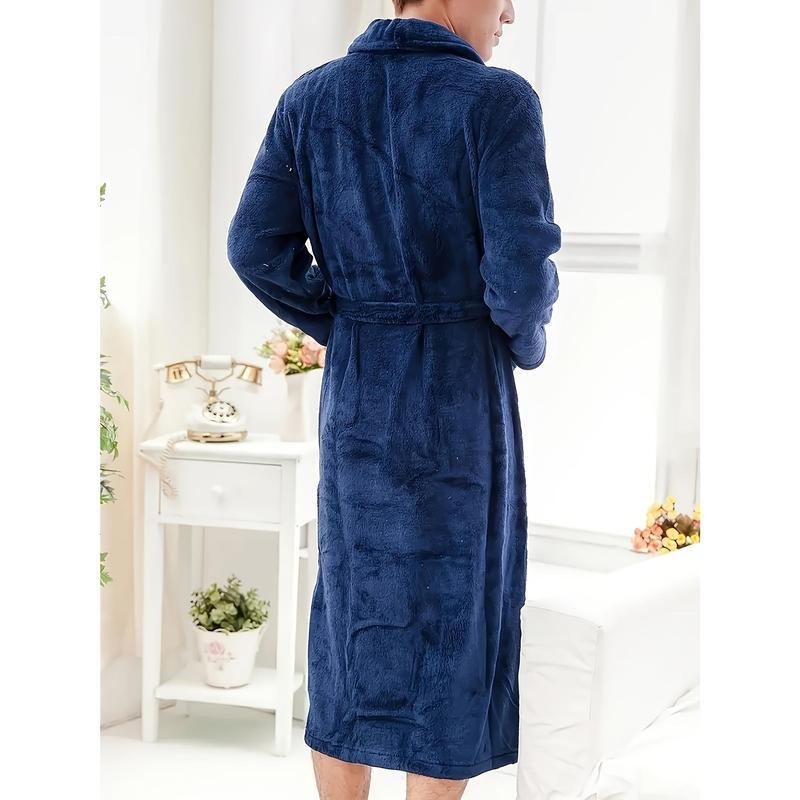 Pánske župan Casual s V-krkom, Half-side Fleece tkanina, hlavný materiál bavlna, jar 2025