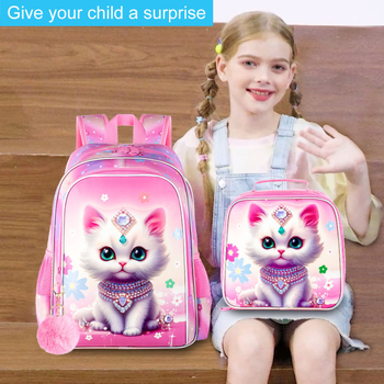 Školski ruksak s zakrivljenim naramenicama, prozračan i ultra lagan, Diamond Cat anime dizajn