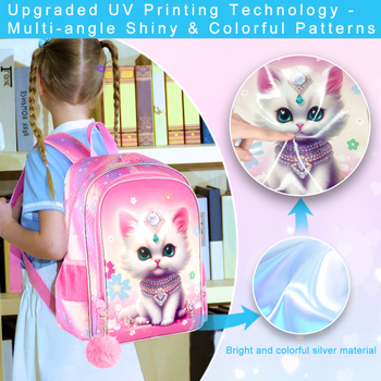 Školski ruksak s zakrivljenim naramenicama, prozračan i ultra lagan, Diamond Cat anime dizajn