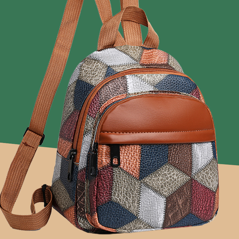 Női PU hátizsák cipzárral, belső patch zseb, rejtett cipzáras zseb, Lingzhi Kangaroo márka, tavasz 2025