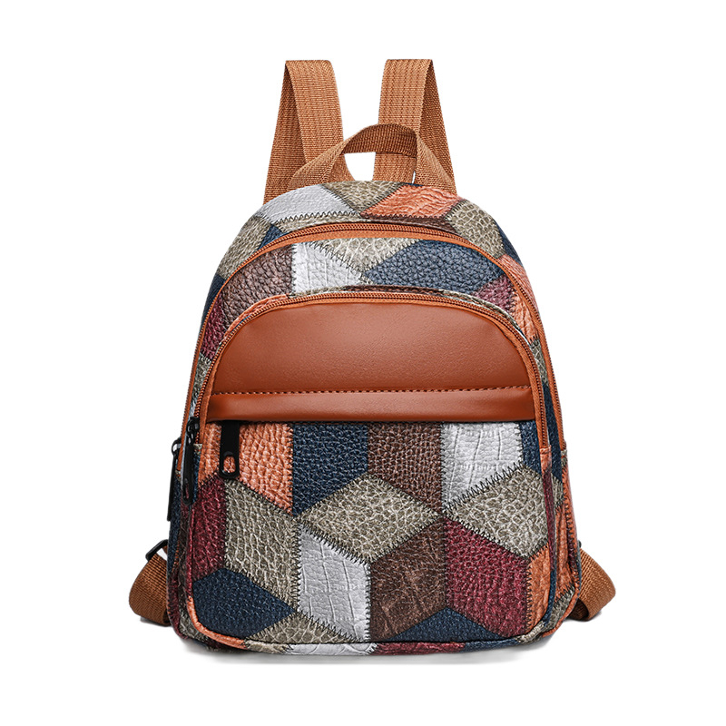 Női PU hátizsák cipzárral, belső patch zseb, rejtett cipzáras zseb, Lingzhi Kangaroo márka, tavasz 2025