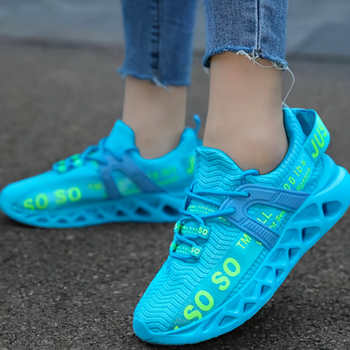 Bežecké tenisky s priedušným sieťovým vrškom, ľahké, protišmykové, tlmiace nárazy, s okrúhlou špičkou