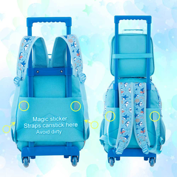 Detský ťahací batoh s kolieskami pre základnú školu – nepremokavý, ultra ľahký, odolný voči opotrebeniu, vzor zvierat v karikatúre