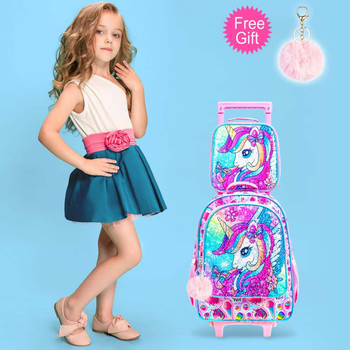 Detský batoh s teleskopickou rúčkou a kolieskami – UV materiál; nepremokavý; ultra ľahký; odolný voči opotrebeniu; polyesterová podšívka