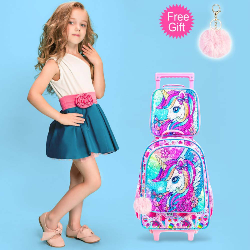 Detský batoh s teleskopickou rúčkou a kolieskami – UV materiál; nepremokavý; ultra ľahký; odolný voči opotrebeniu; polyesterová podšívka