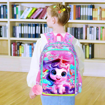 Gyerek iskolai hátizsák anime mintával, könnyű, vízálló és kopásálló, görbült vállpántok, poliészter bélés