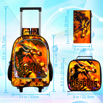 Bērnu mugursoma ar vienradža vilkšanas rokturi, muguras aizsardzība, ūdensizturīga, ļoti viegla, nodilumizturīga – 3 daļu komplekts