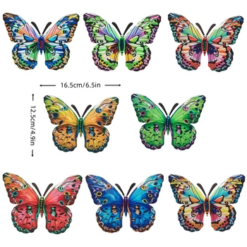 3D kovová dekorácia na stenu s motýľmi – súbor ôsmich motýľov pre záhradu a plot