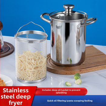 Hlboký hrniec z nehrdzavejúcej ocele 304, zložený dno, multifunkčný kuchynský hrniec na bežnú platňu