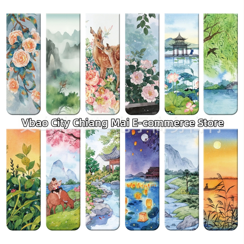 Magnetinis knygos žymeklis su senoviniu stiliumi, miniatiūrinis dizainas, 12 paveikslų aliejinėse serijoje