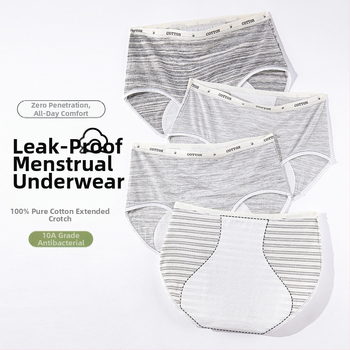 Antibakteriálne hygienické nohavičky pre ženy so strednou výškou pásu, hlavný materiál 80% viskóza v syntetickej zmesi, vnútorná vložka 100% bavlna, pruhovaný vzor, fyziologické použitie, pre tínedžerky