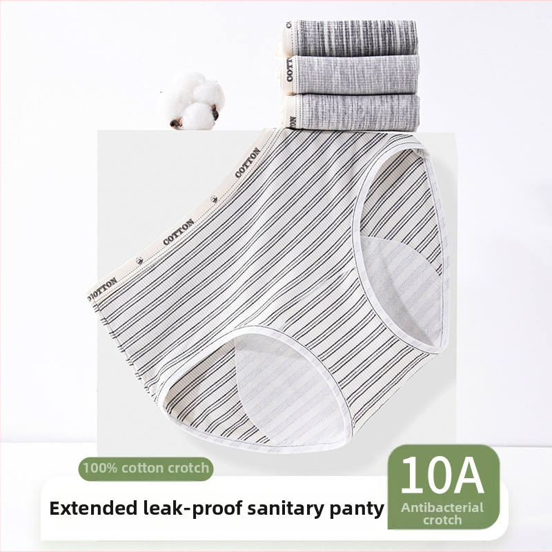 Antibakteriálne hygienické nohavičky pre ženy so strednou výškou pásu, hlavný materiál 80% viskóza v syntetickej zmesi, vnútorná vložka 100% bavlna, pruhovaný vzor, fyziologické použitie, pre tínedžerky