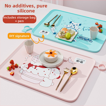 Silikónová podložka na stolovanie pre prvákov, karikatúrny vzor, vodotesná a odolná voči tukom, potravinárska kvalita