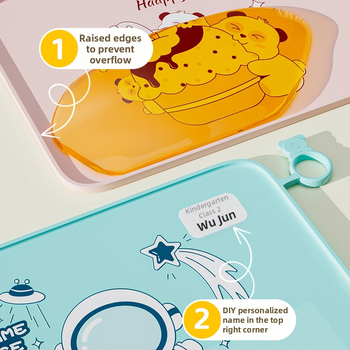 Silikónová podložka na stolovanie pre prvákov, karikatúrny vzor, vodotesná a odolná voči tukom, potravinárska kvalita