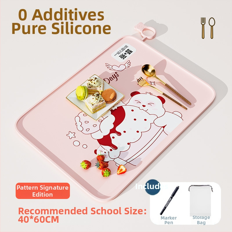 Silikónová podložka na stolovanie pre prvákov, karikatúrny vzor, vodotesná a odolná voči tukom, potravinárska kvalita