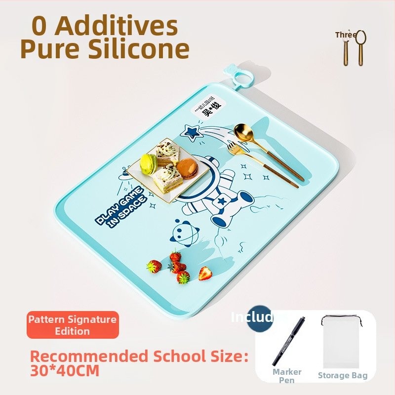 Silikónová podložka na stolovanie pre prvákov, karikatúrny vzor, vodotesná a odolná voči tukom, potravinárska kvalita
