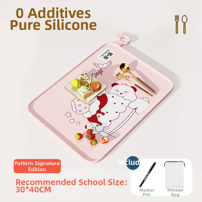 Silikónová podložka na stolovanie pre prvákov, karikatúrny vzor, vodotesná a odolná voči tukom, potravinárska kvalita