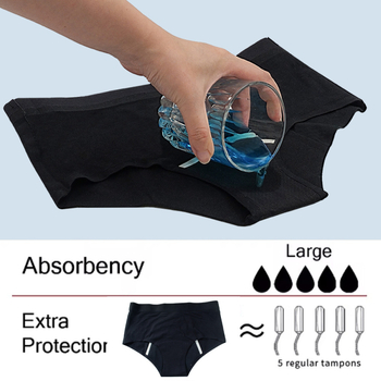 Dámske menštruačné nohavičky so strednou výškou pásu, 4‑vrstvová ochrana proti úniku, 95% bavlna, 100% spandex vpredu