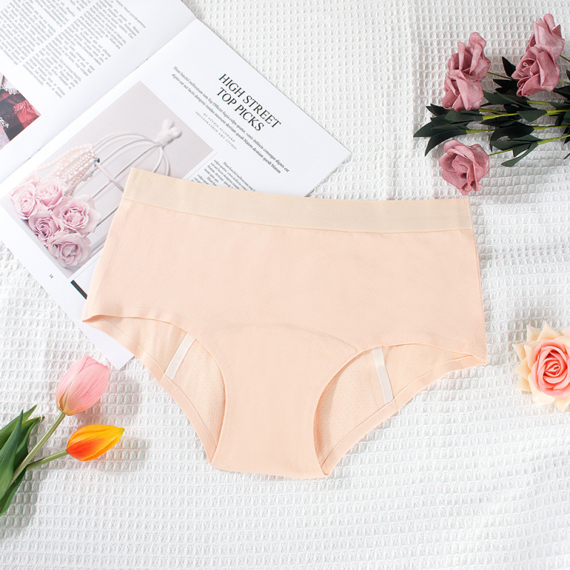 Dámske menštruačné nohavičky so strednou výškou pásu, 4‑vrstvová ochrana proti úniku, 95% bavlna, 100% spandex vpredu