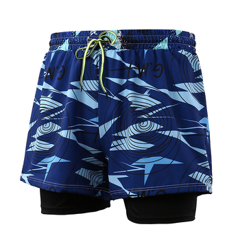 Pánske plavky s dvojitou vrstvou proti rozpakovaniu, potlačený vzor, polyesterová tkanina, podšívka polyester, 230 g