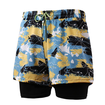 Pánske plavky s dvojitou vrstvou proti rozpakovaniu, potlačený vzor, polyesterová tkanina, podšívka polyester, 230 g