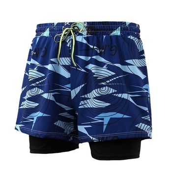 Pánske plavky s dvojitou vrstvou proti rozpakovaniu, potlačený vzor, polyesterová tkanina, podšívka polyester, 230 g