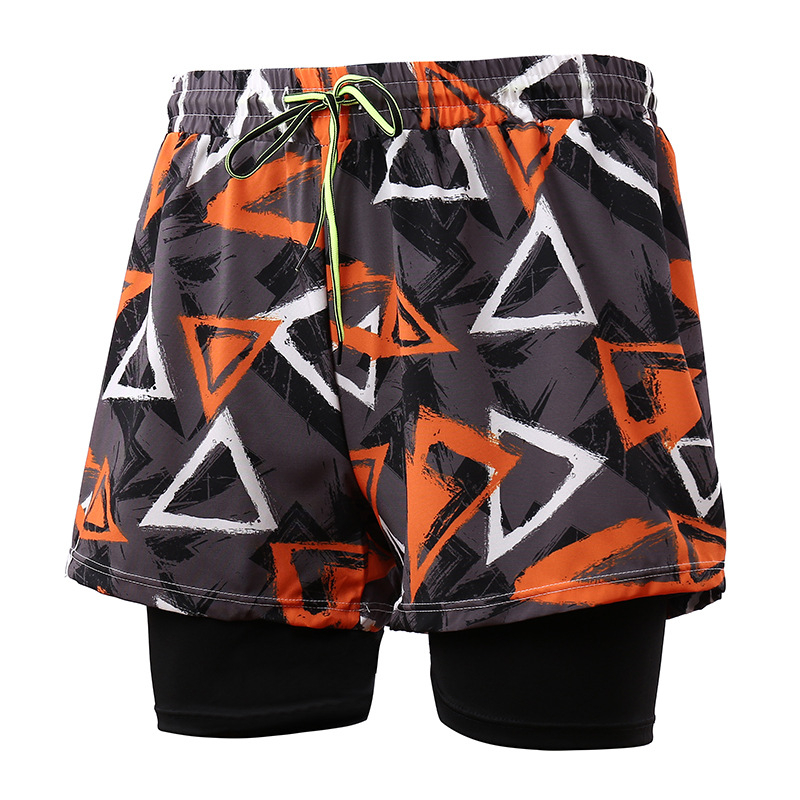 Pánske plavky s dvojitou vrstvou proti rozpakovaniu, potlačený vzor, polyesterová tkanina, podšívka polyester, 230 g