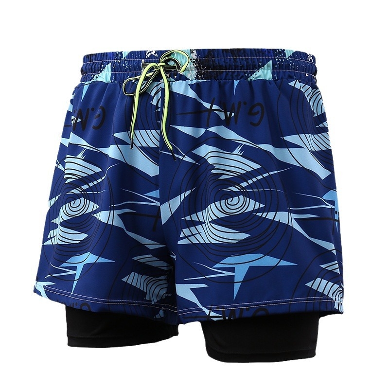 Pánske plavky s dvojitou vrstvou proti rozpakovaniu, potlačený vzor, polyesterová tkanina, podšívka polyester, 230 g