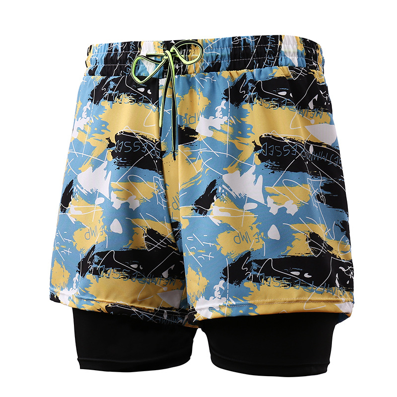 Pánske plavky s dvojitou vrstvou proti rozpakovaniu, potlačený vzor, polyesterová tkanina, podšívka polyester, 230 g